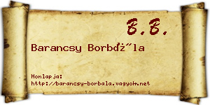 Barancsy Borbála névjegykártya